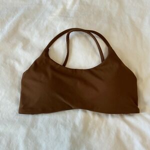 Athletic Tank Top Brown Sports Bra Racerback Workout Gym